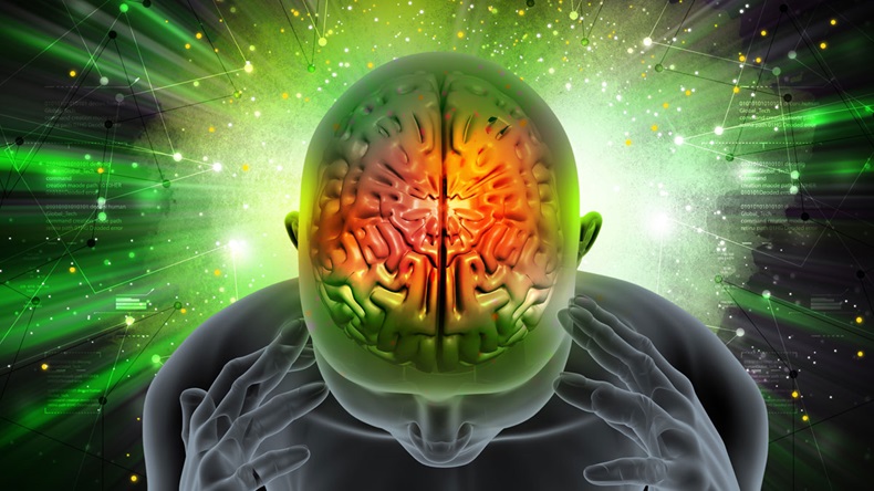 3d illustration of Man suffering migraine