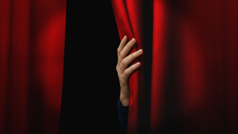 Red curtain opening