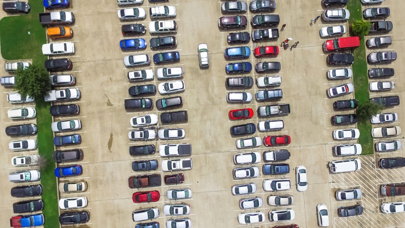 Parking lot full of cars