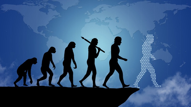 Human evolution into the present digital world.