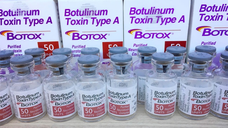Bottles of Botulinum Toxin or Botox were rowed in the Surgery clinic display for customer showing off. Bangkok, Thailand September 2, 2017