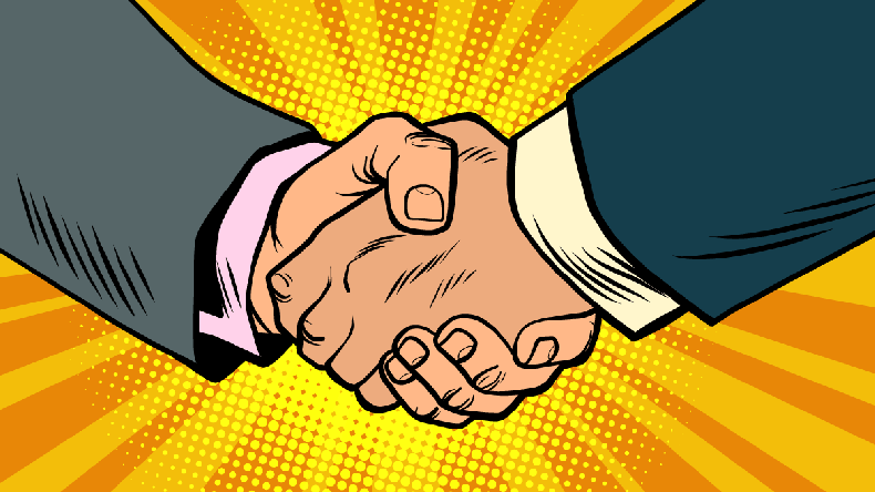 Business handshake, partnership and teamwork - Vector 