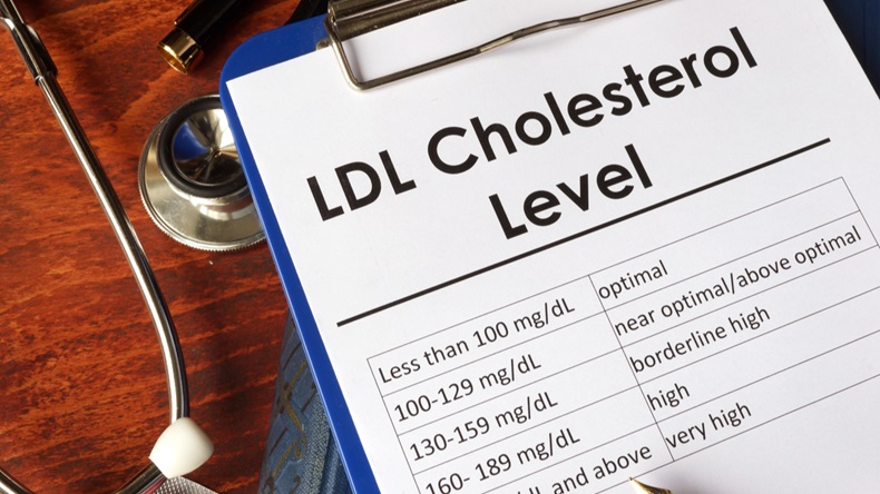 LDL (Bad) Cholesterol level chart on a table. - Image 