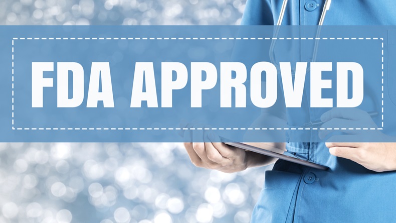 FDA Approved text on medical doctor blur lights background. - Image 