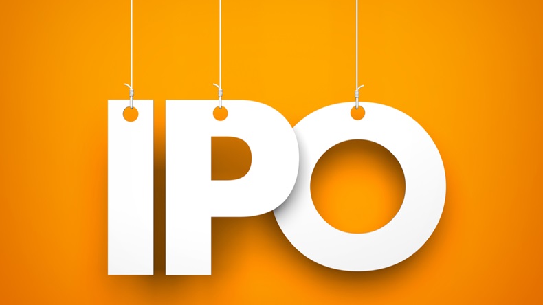 IPO (Initial Public Offering) letters hanging from strings