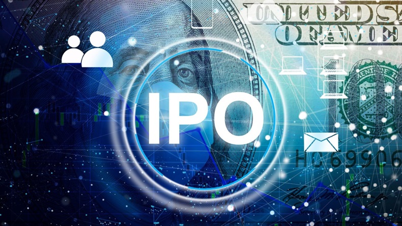 IPO icon over $100 bill 