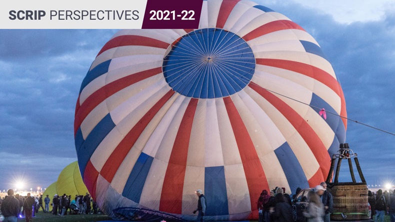 hot air balloon with Scrip Perspectives badge