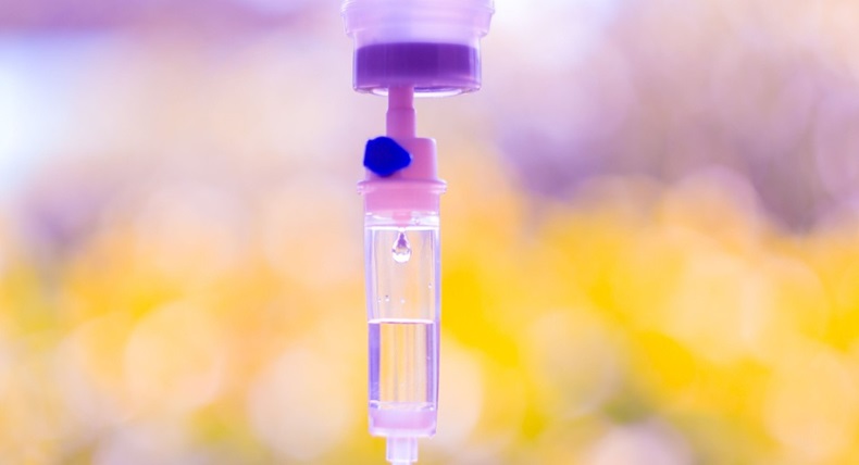 Image of an IV drip, often used in chemotherapy