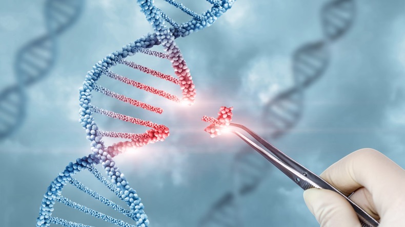 Removing part of a DNA helix, gene therapy concept