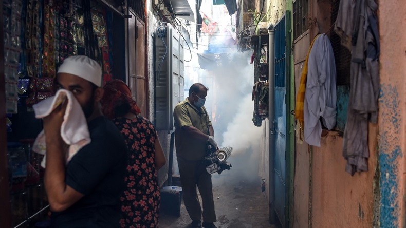 Fumigation against Dengue and malaria in Mumbai, India, 2020.