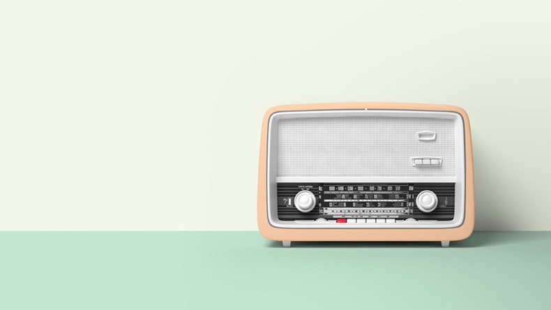 Retro old radio on background 3D illustration